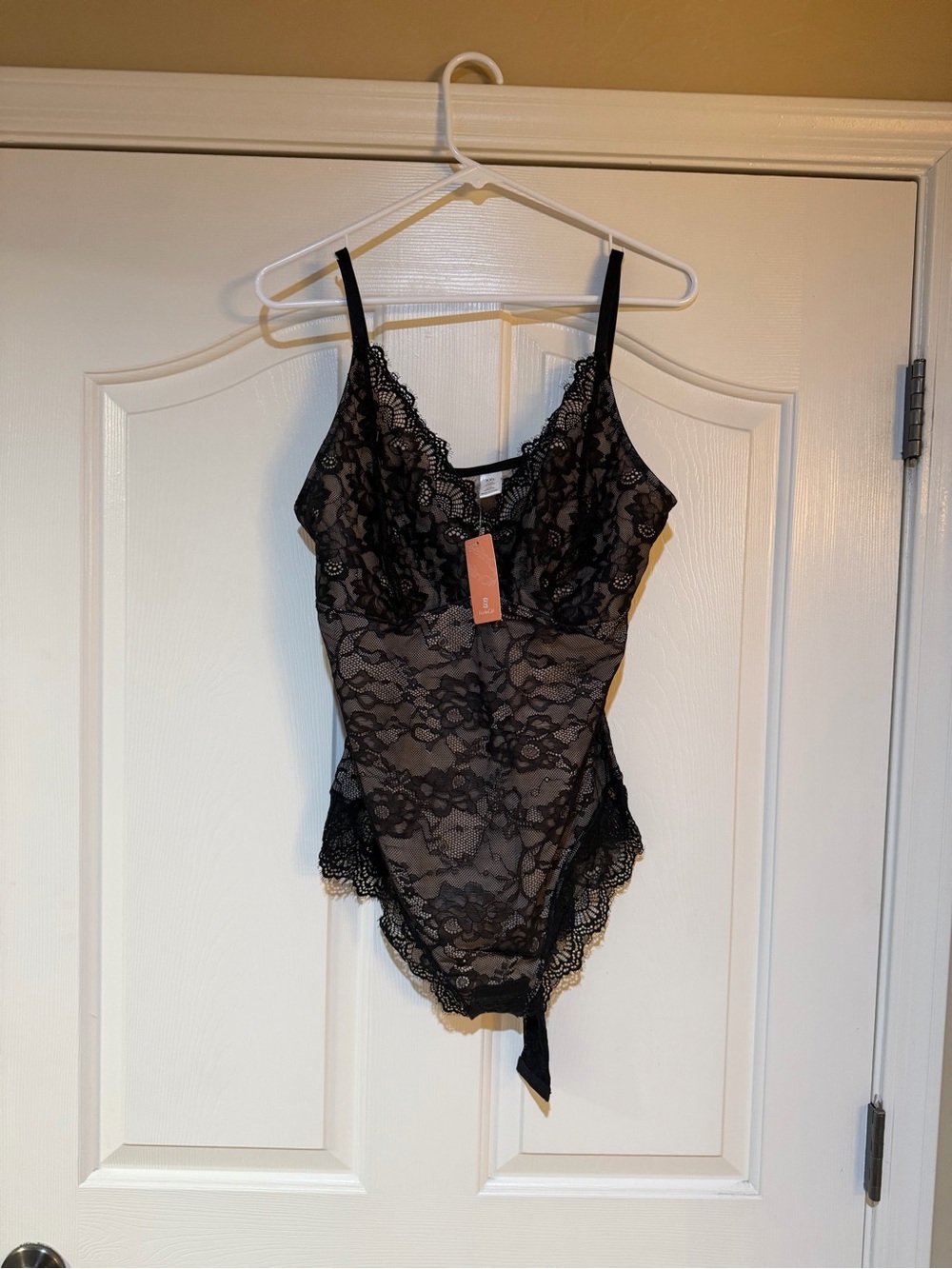 Black Lace Bodysuit Shapewear with Sheer Floral Lace Detailing